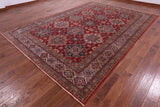 Red Super Kazak Hand Knotted Wool Rug - 8' 8" X 12' 4" - Golden Nile