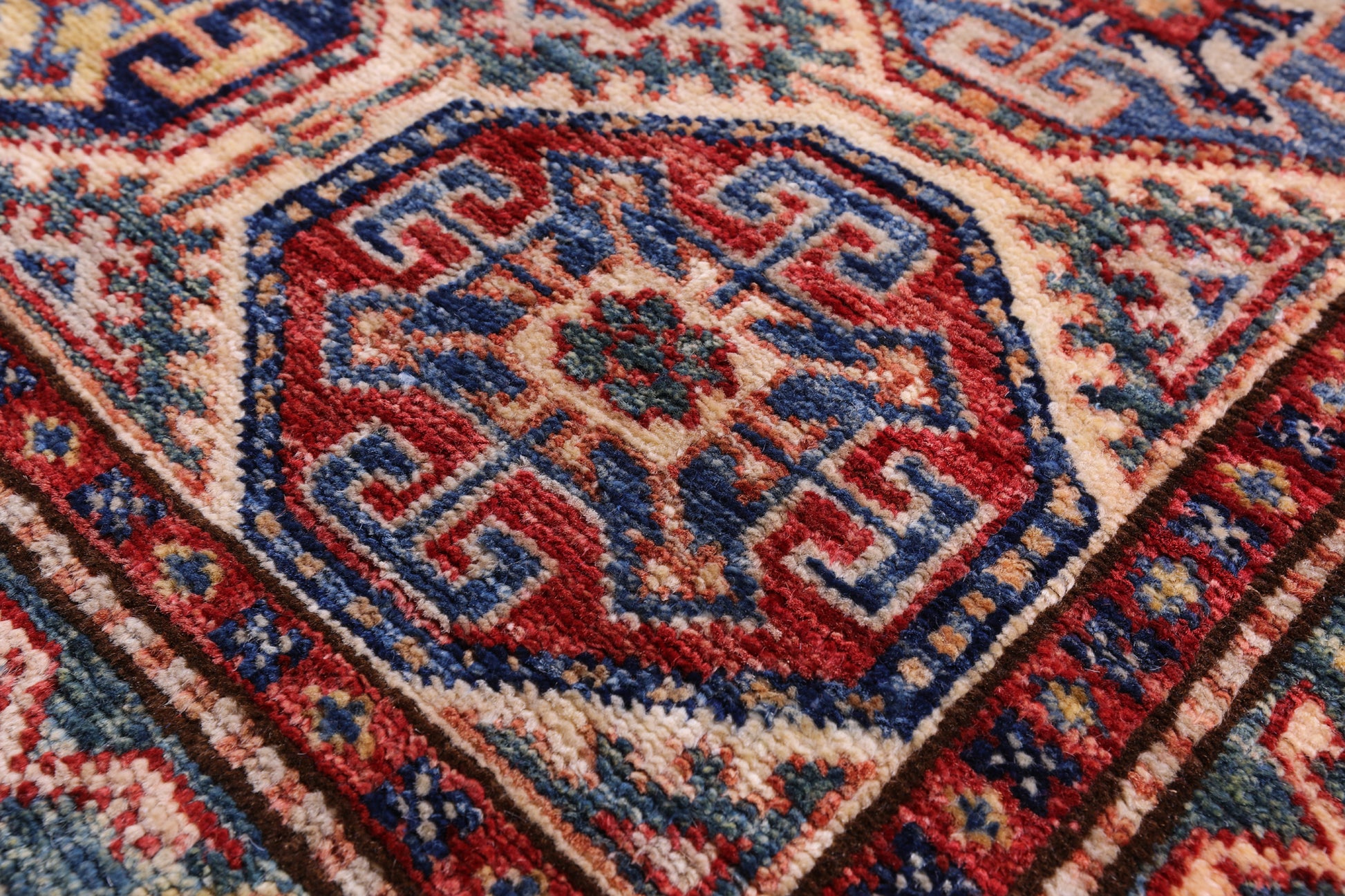 Red Super Kazak Hand Knotted Wool Rug - 8' 8" X 12' 4" - Golden Nile