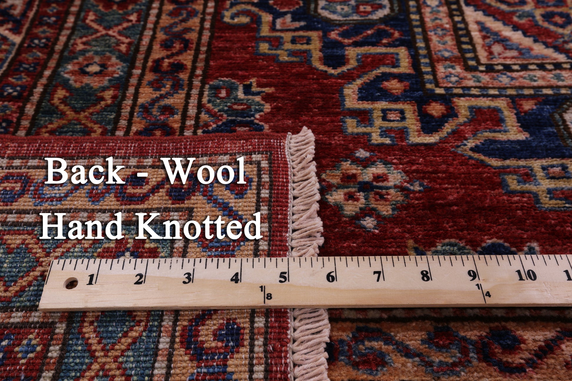 Red Super Kazak Hand Knotted Wool Rug - 8' 8" X 12' 4" - Golden Nile