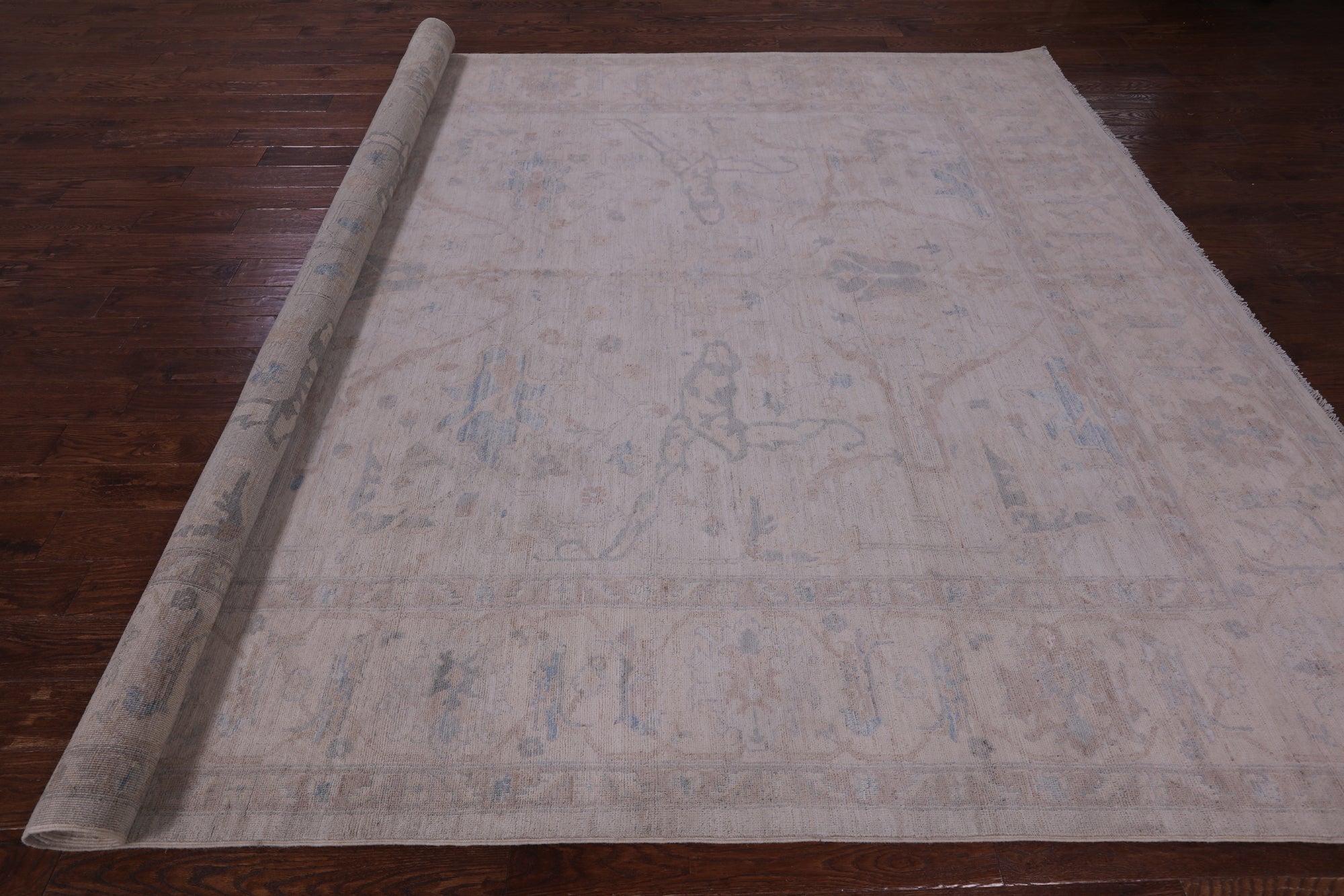 Ivory Turkish Oushak Hand Knotted Wool Rug - 9' 7" X 13' 4" - Golden Nile
