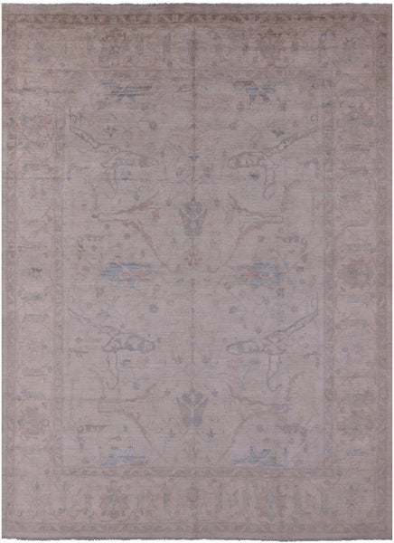 Ivory Turkish Oushak Hand Knotted Wool Rug - 9' 7" X 13' 4" - Golden Nile