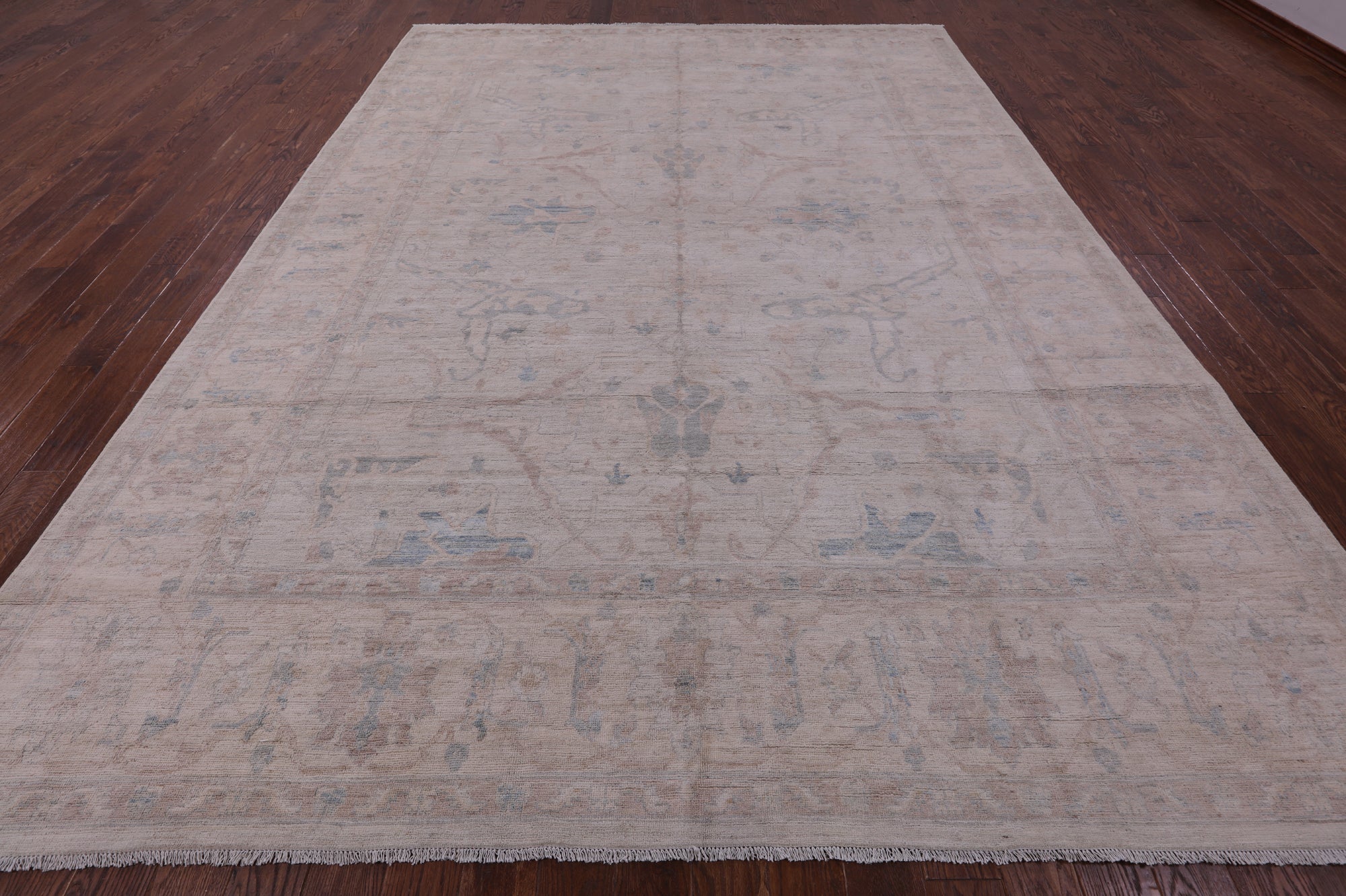 Ivory Turkish Oushak Hand Knotted Wool Rug - 9' 7" X 13' 4" - Golden Nile