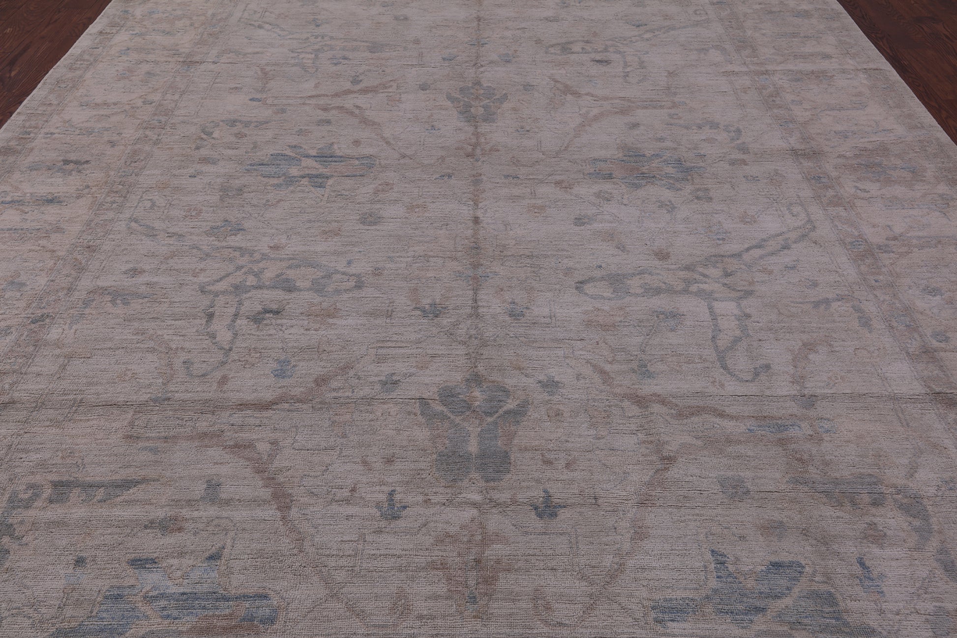 Ivory Turkish Oushak Hand Knotted Wool Rug - 9' 7" X 13' 4" - Golden Nile