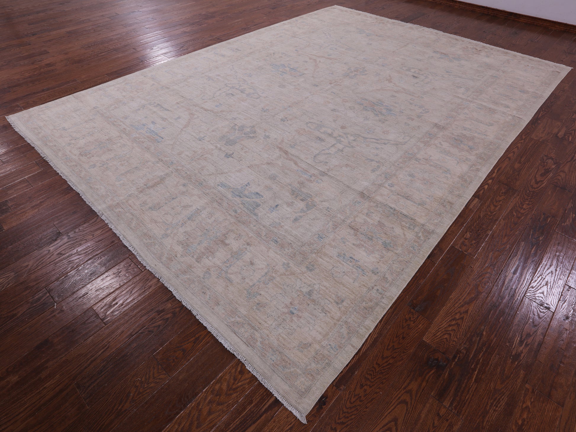 Ivory Turkish Oushak Hand Knotted Wool Rug - 9' 7" X 13' 4" - Golden Nile