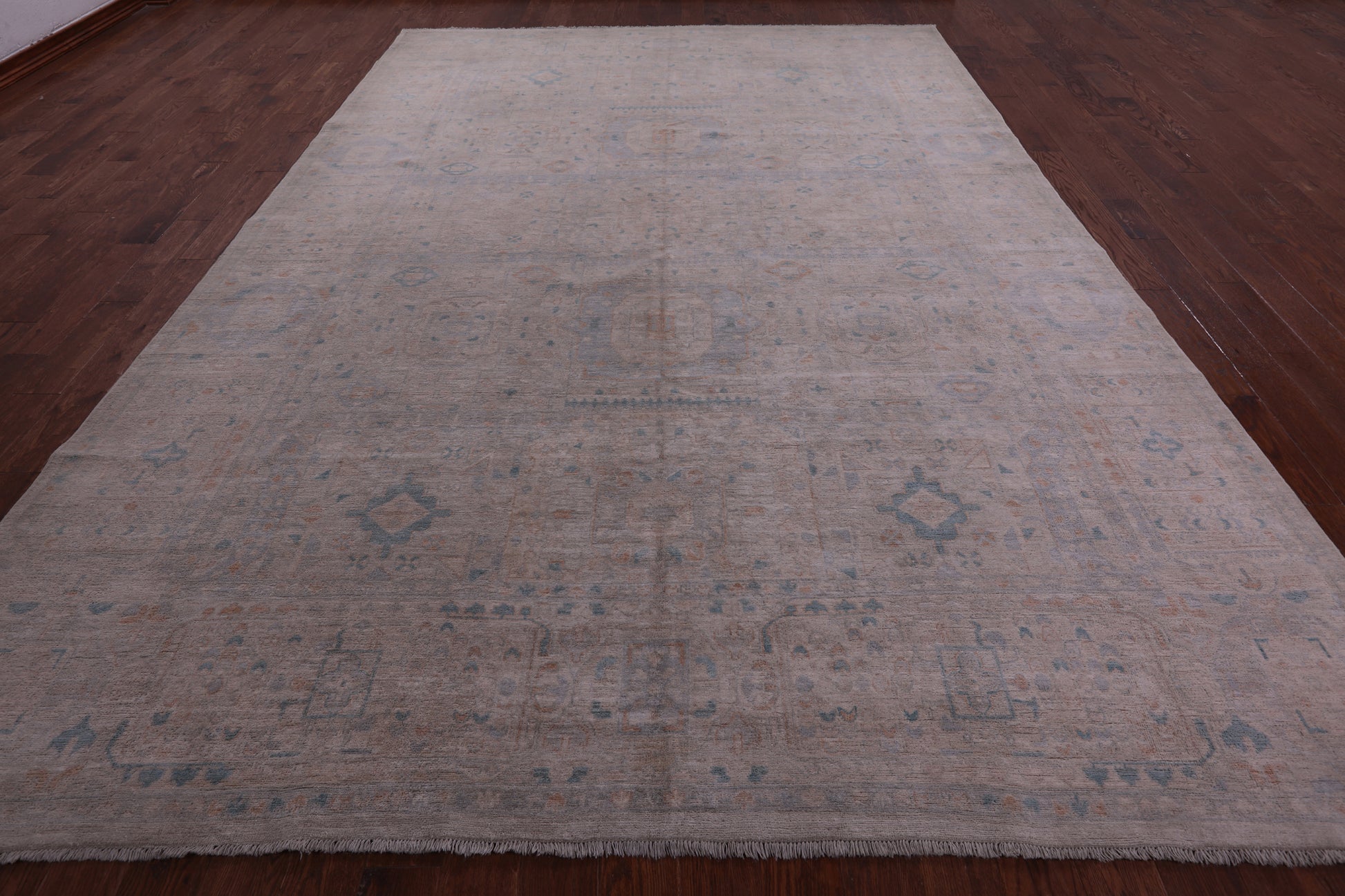 Ivory Turkish Oushak Hand Knotted Wool Rug - 9' 6" X 13' 7" - Golden Nile