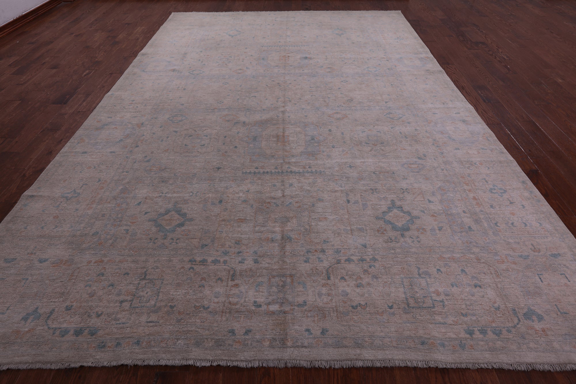 Ivory Turkish Oushak Hand Knotted Wool Rug - 9' 6" X 13' 7" - Golden Nile