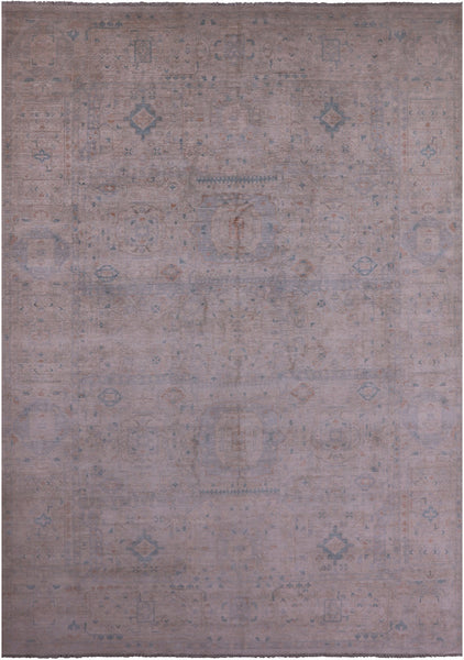 Ivory Turkish Oushak Hand Knotted Wool Rug - 9' 6" X 13' 7" - Golden Nile