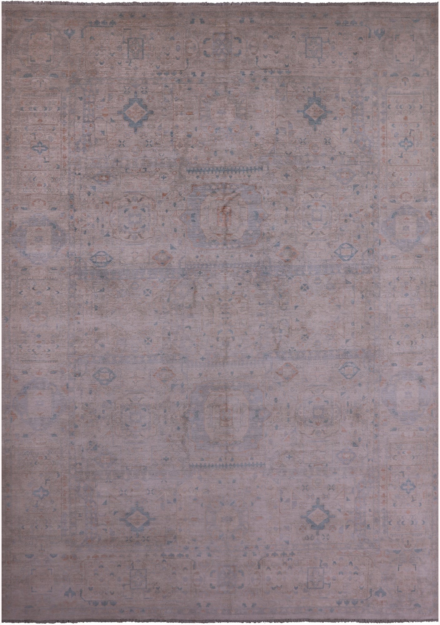 Ivory Turkish Oushak Hand Knotted Wool Rug - 9' 6" X 13' 7" - Golden Nile