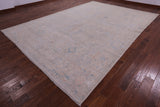 Ivory Turkish Oushak Hand Knotted Wool Rug - 9' 6" X 13' 7" - Golden Nile