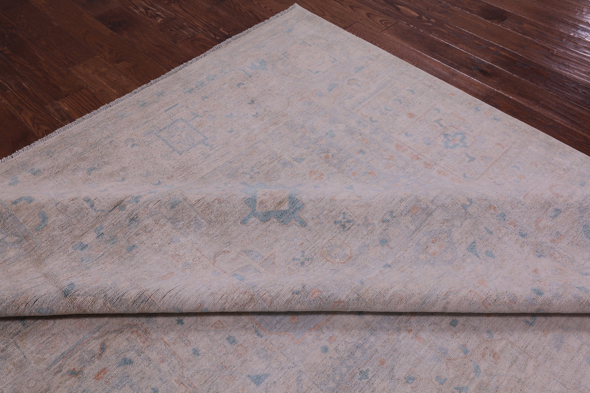 Ivory Turkish Oushak Hand Knotted Wool Rug - 9' 6" X 13' 7" - Golden Nile