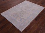 Ivory Turkish Oushak Hand Knotted Wool Rug - 4' 2" X 5' 8" - Golden Nile
