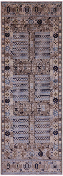 Turkmen Ersari Handmade Wool Runner Rug - 4' 0" X 11' 6" - Golden Nile