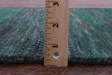 Green Savannah Grass Hand Knotted Wool & Silk Runner Rug - 2' 6" X 12' 1" - Golden Nile