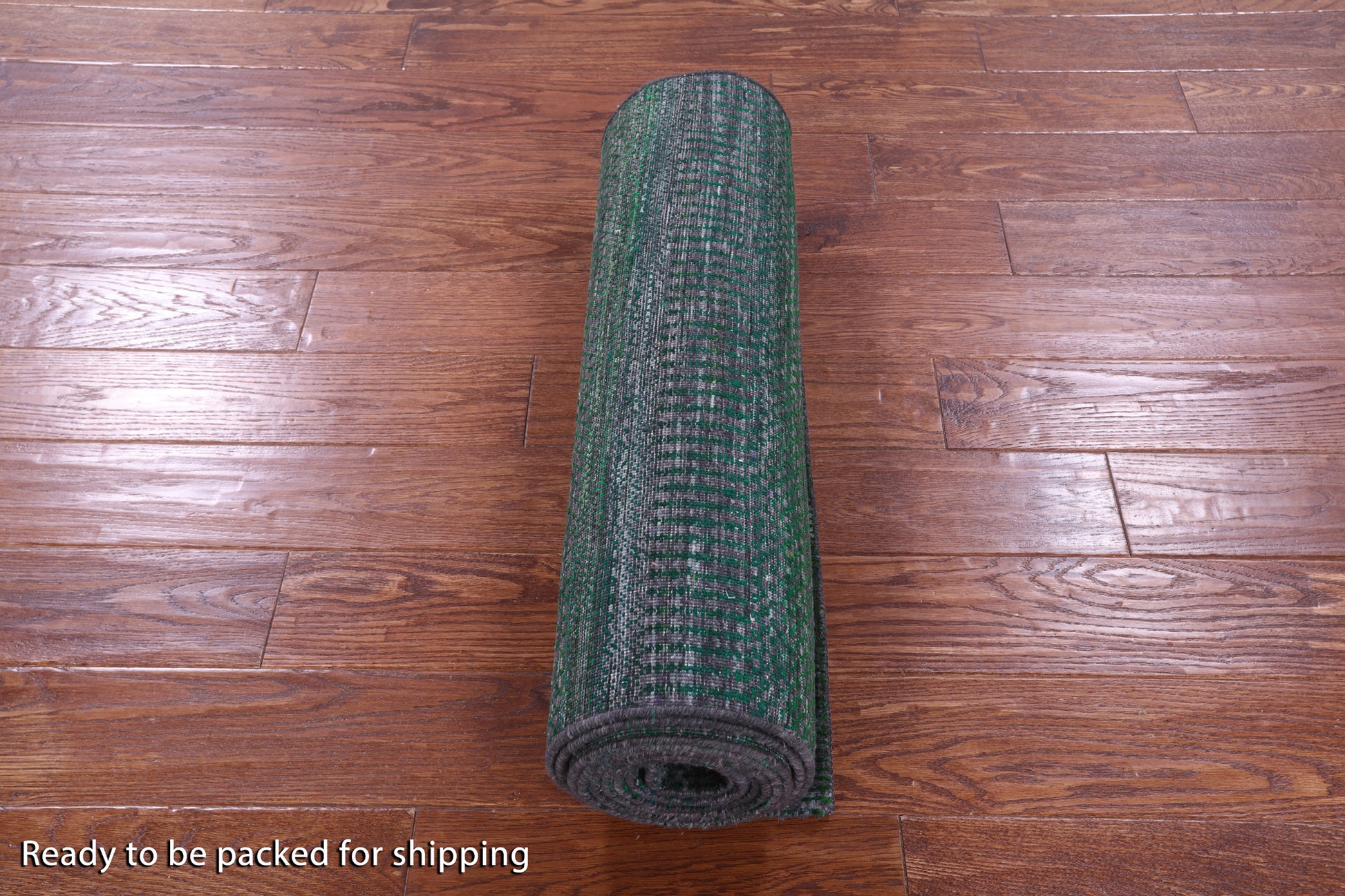 Green Savannah Grass Hand Knotted Wool & Silk Runner Rug - 2' 6" X 12' 1" - Golden Nile