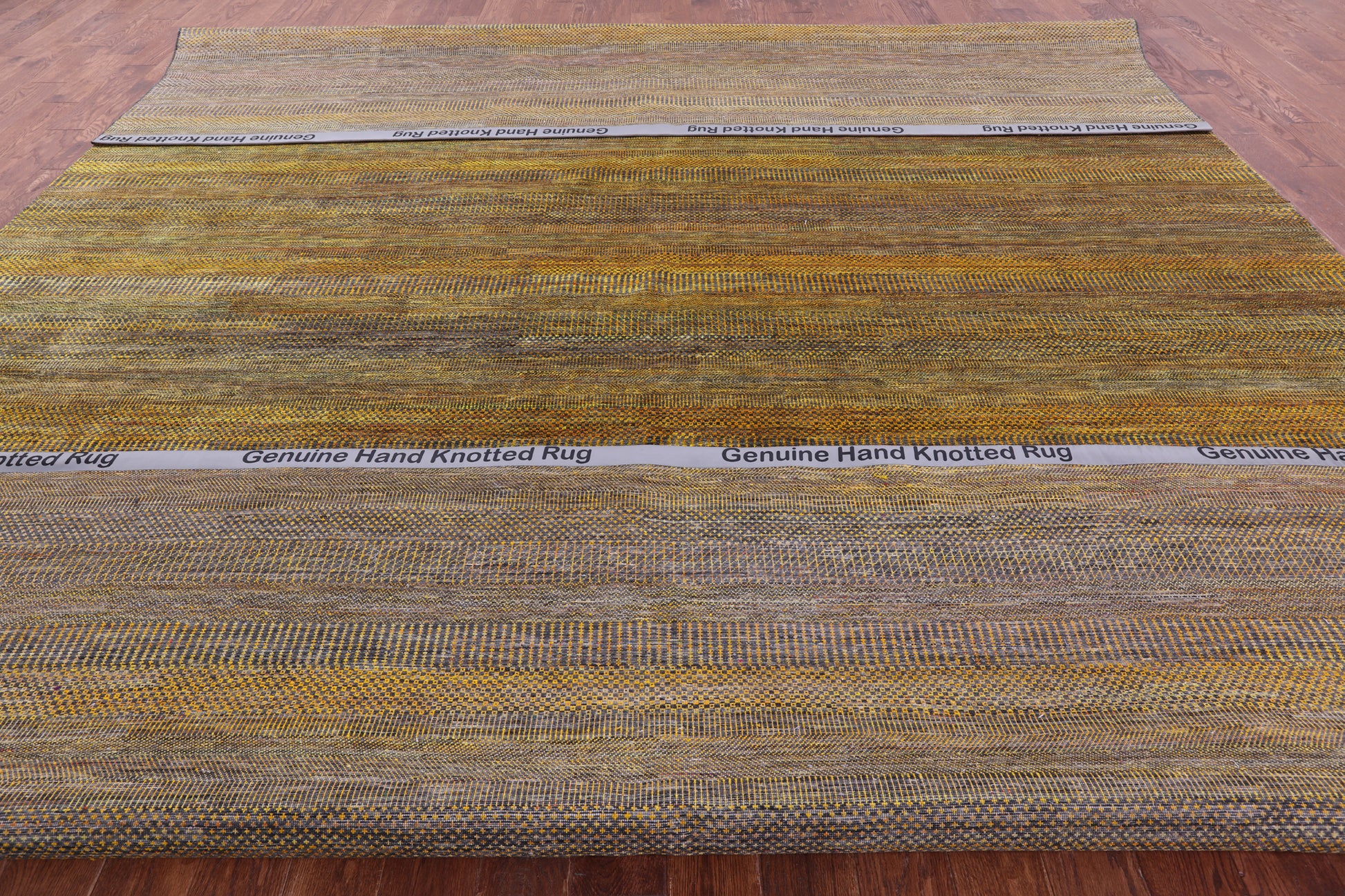 Gold Savannah Grass Hand Knotted Wool & Silk Rug - 11' 9" X 15' 3" - Golden Nile