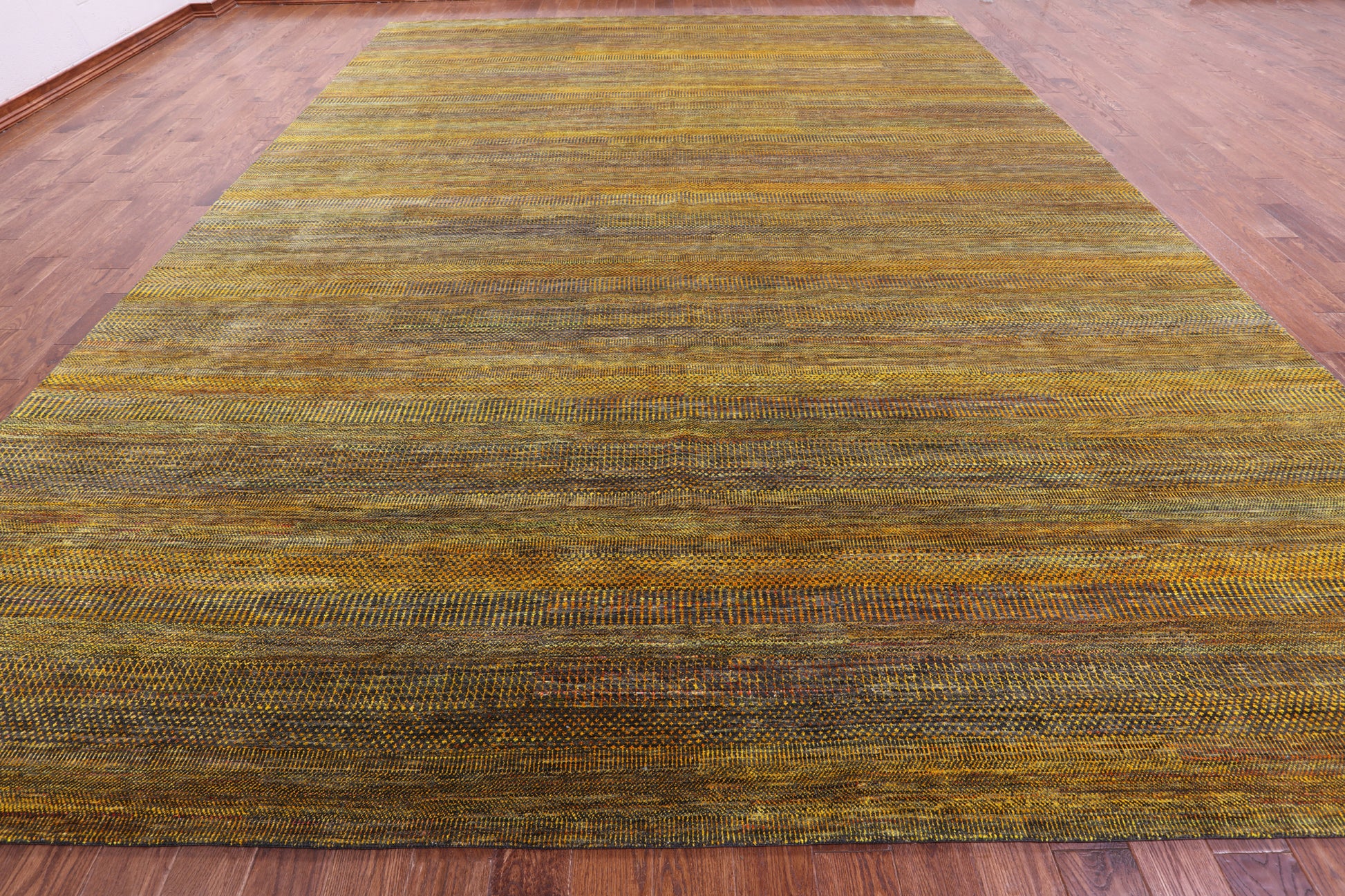 Gold Savannah Grass Hand Knotted Wool & Silk Rug - 11' 9" X 15' 3" - Golden Nile