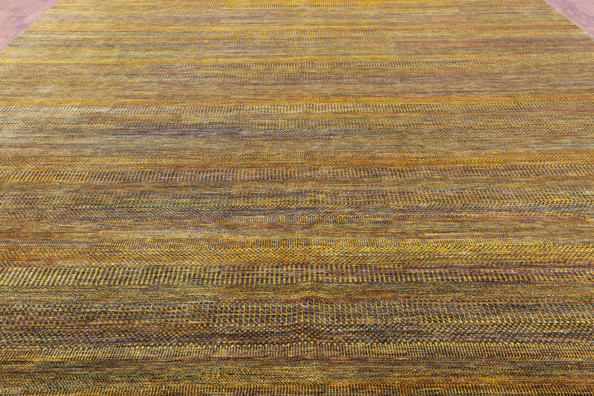 Gold Savannah Grass Hand Knotted Wool & Silk Rug - 11' 9" X 15' 3" - Golden Nile