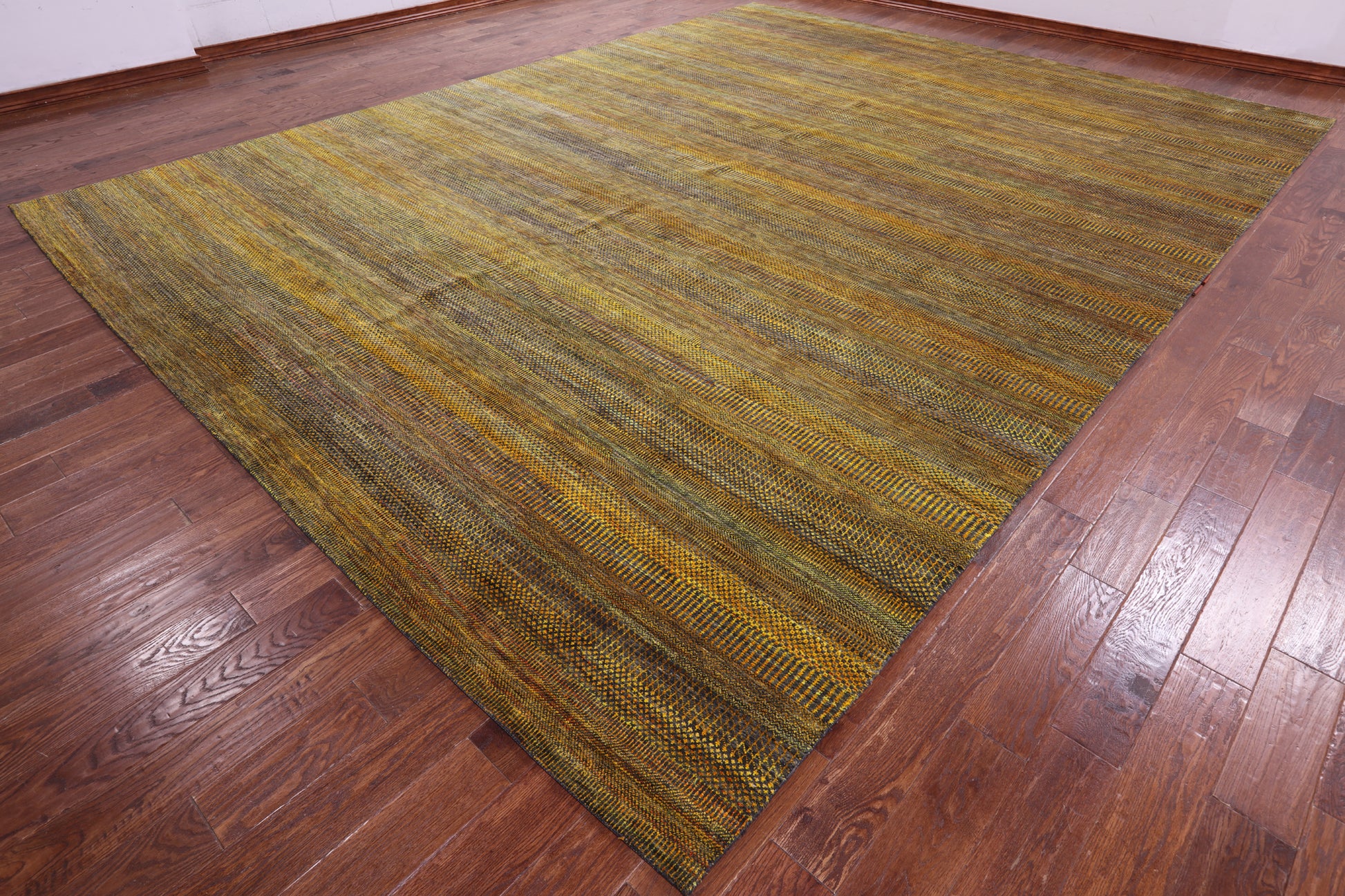 Gold Savannah Grass Hand Knotted Wool & Silk Rug - 11' 9" X 15' 3" - Golden Nile