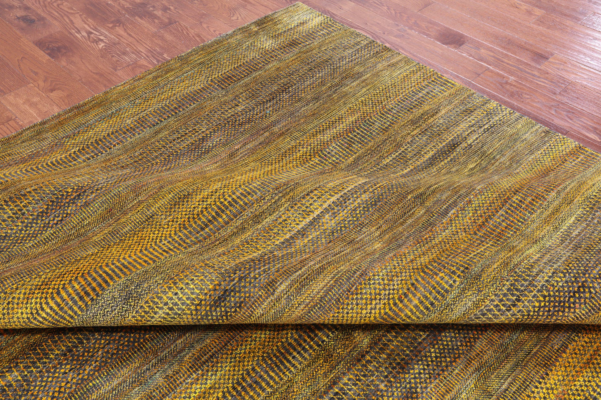 Gold Savannah Grass Hand Knotted Wool & Silk Rug - 11' 9" X 15' 3" - Golden Nile