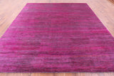 Pink Square Savannah Grass Hand Knotted Wool & Sillk Rug - 10' 11" X 11' 2" - Golden Nile