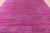 Pink Square Savannah Grass Hand Knotted Wool & Sillk Rug - 10' 11" X 11' 2" - Golden Nile