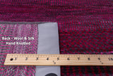 Pink Square Savannah Grass Hand Knotted Wool & Sillk Rug - 10' 11" X 11' 2" - Golden Nile