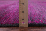 Pink Square Savannah Grass Hand Knotted Wool & Sillk Rug - 10' 11" X 11' 2" - Golden Nile