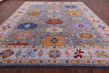 Grey Turkish Oushak Hand Knotted Wool Rug - 12' 1" X 14' 9" - Golden Nile