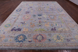 Grey Turkish Oushak Hand Knotted Wool Rug - 12' 2" X 14' 9" - Golden Nile