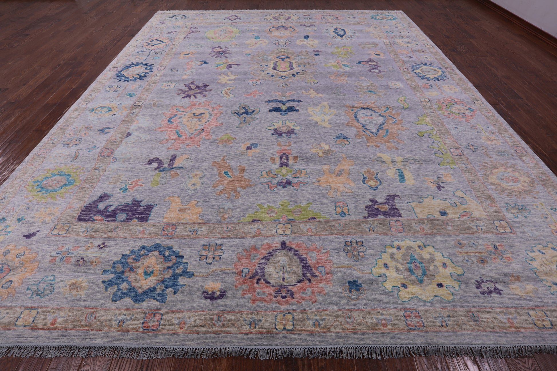 Grey Turkish Oushak Hand Knotted Wool Rug - 12' 2" X 14' 9" - Golden Nile