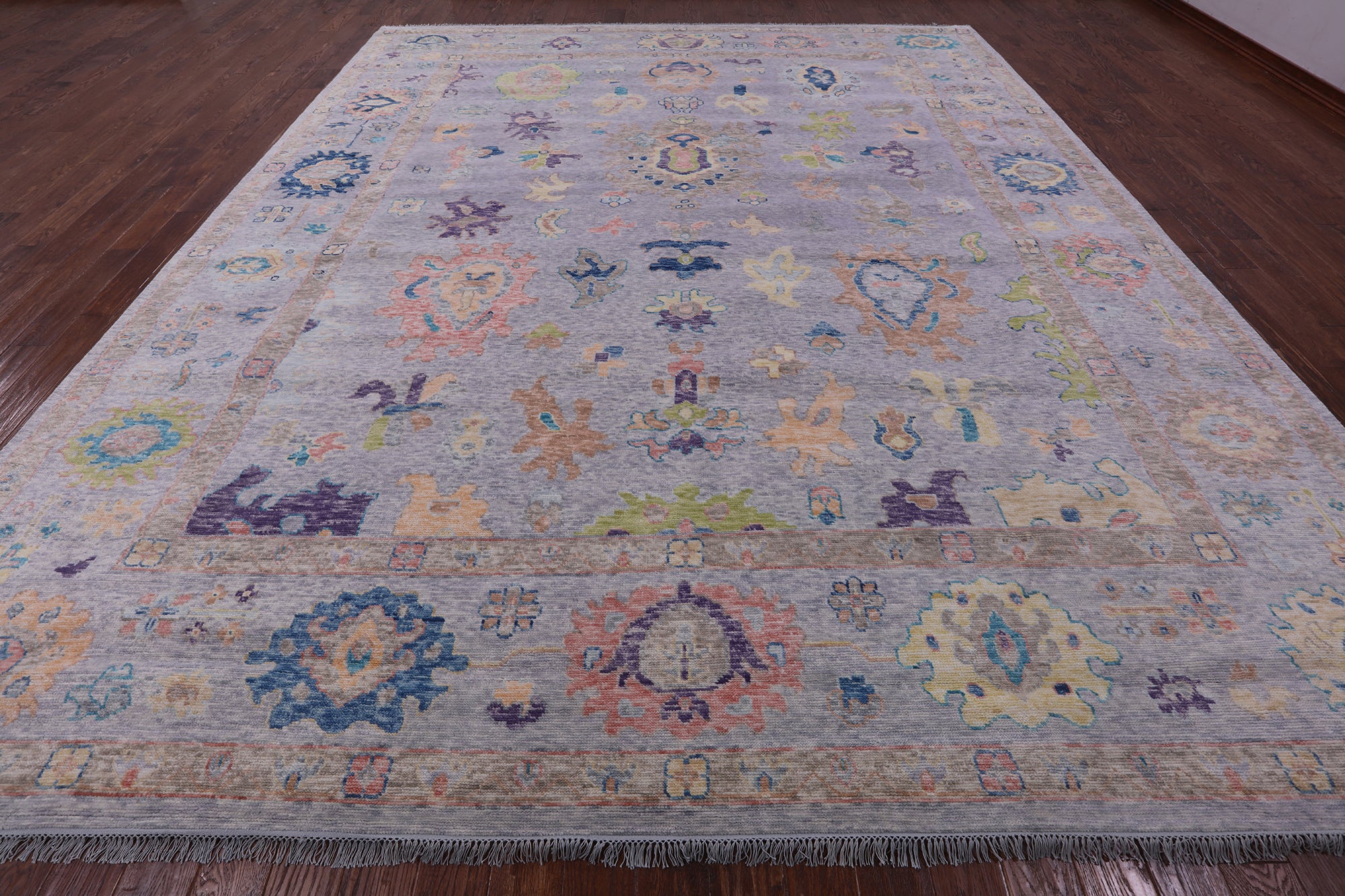 Grey Turkish Oushak Hand Knotted Wool Rug - 12' 2" X 14' 9" - Golden Nile