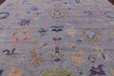 Grey Turkish Oushak Hand Knotted Wool Rug - 12' 2" X 14' 9" - Golden Nile
