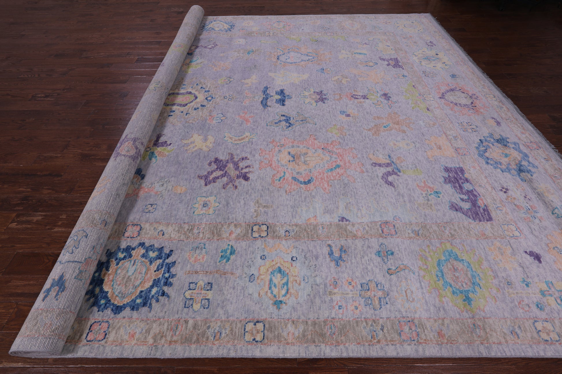 Grey Turkish Oushak Hand Knotted Wool Rug - 12' 2" X 14' 9" - Golden Nile