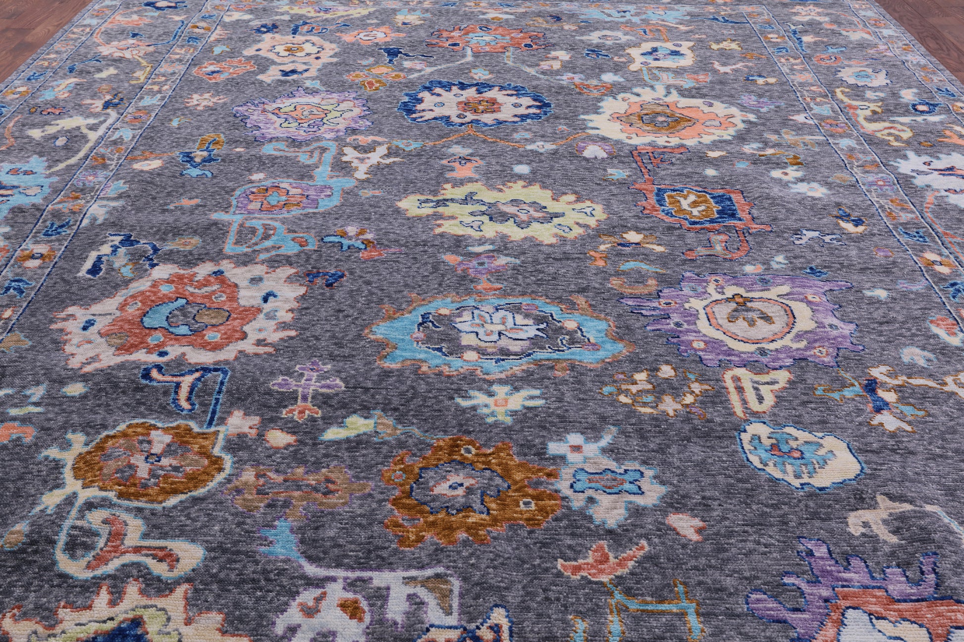 Grey Turkish Oushak Hand Knotted Wool Rug - 11' 9" X 14' 11" - Golden Nile