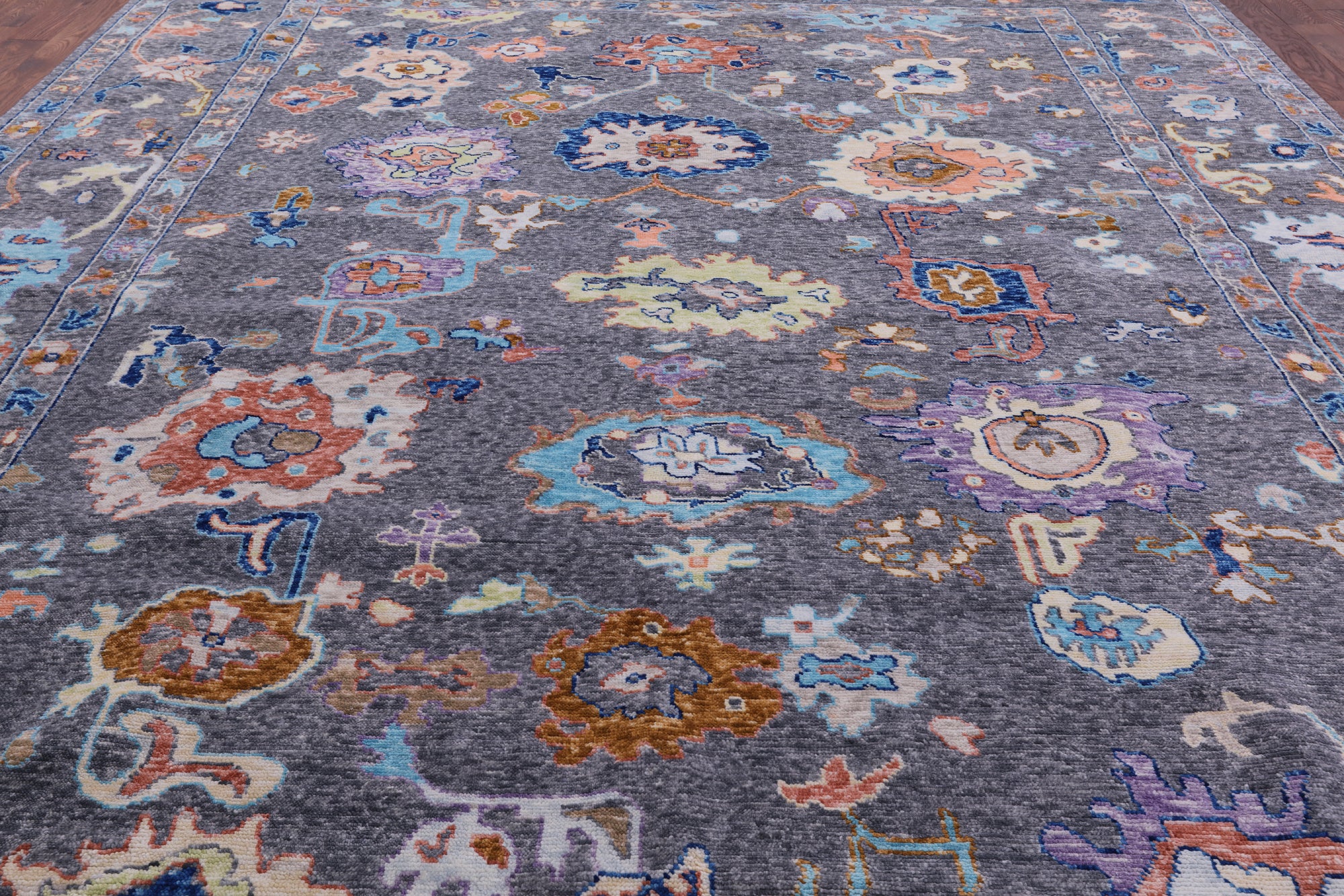 Grey Turkish Oushak Hand Knotted Wool Rug - 11' 9" X 14' 11" - Golden Nile