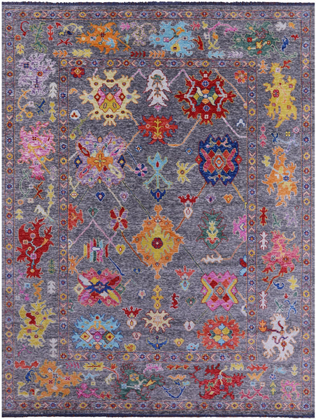 Grey Turkish Oushak Hand Knotted Wool Rug - 10' 0" X 13' 6" - Golden Nile