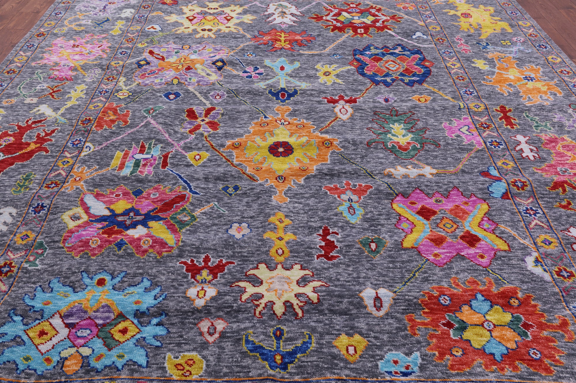 Grey Turkish Oushak Hand Knotted Wool Rug - 10' 0" X 13' 6" - Golden Nile