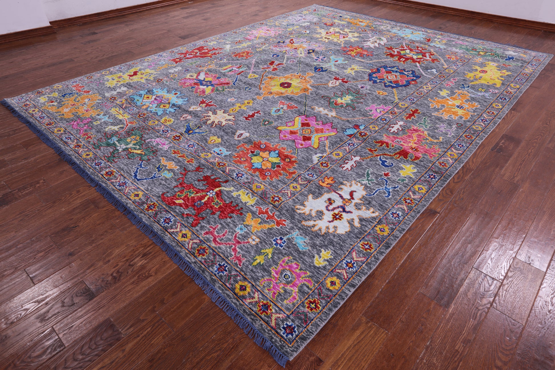Grey Turkish Oushak Hand Knotted Wool Rug - 10' 0" X 13' 6" - Golden Nile