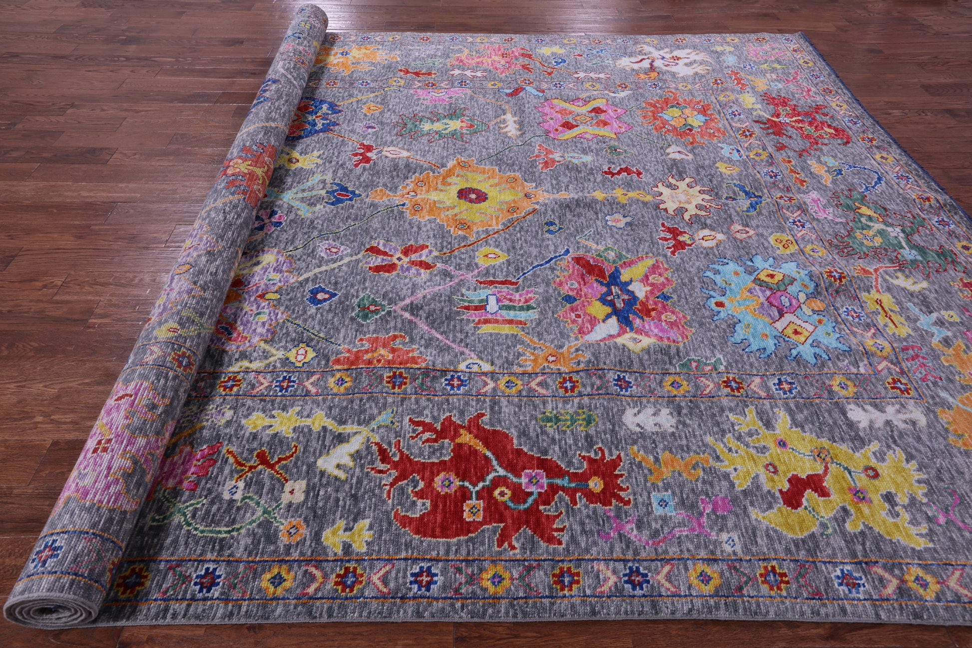 Grey Turkish Oushak Hand Knotted Wool Rug - 10' 0" X 13' 6" - Golden Nile