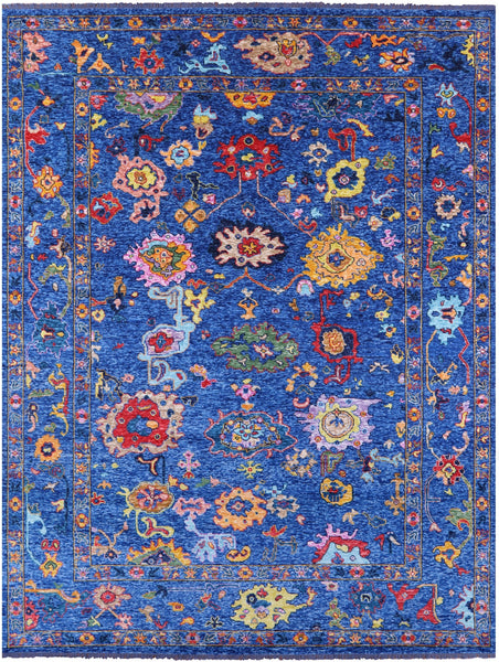 Blue Turkish Oushak Hand Knotted Wool Rug - 10' 4" X 14' 0" - Golden Nile