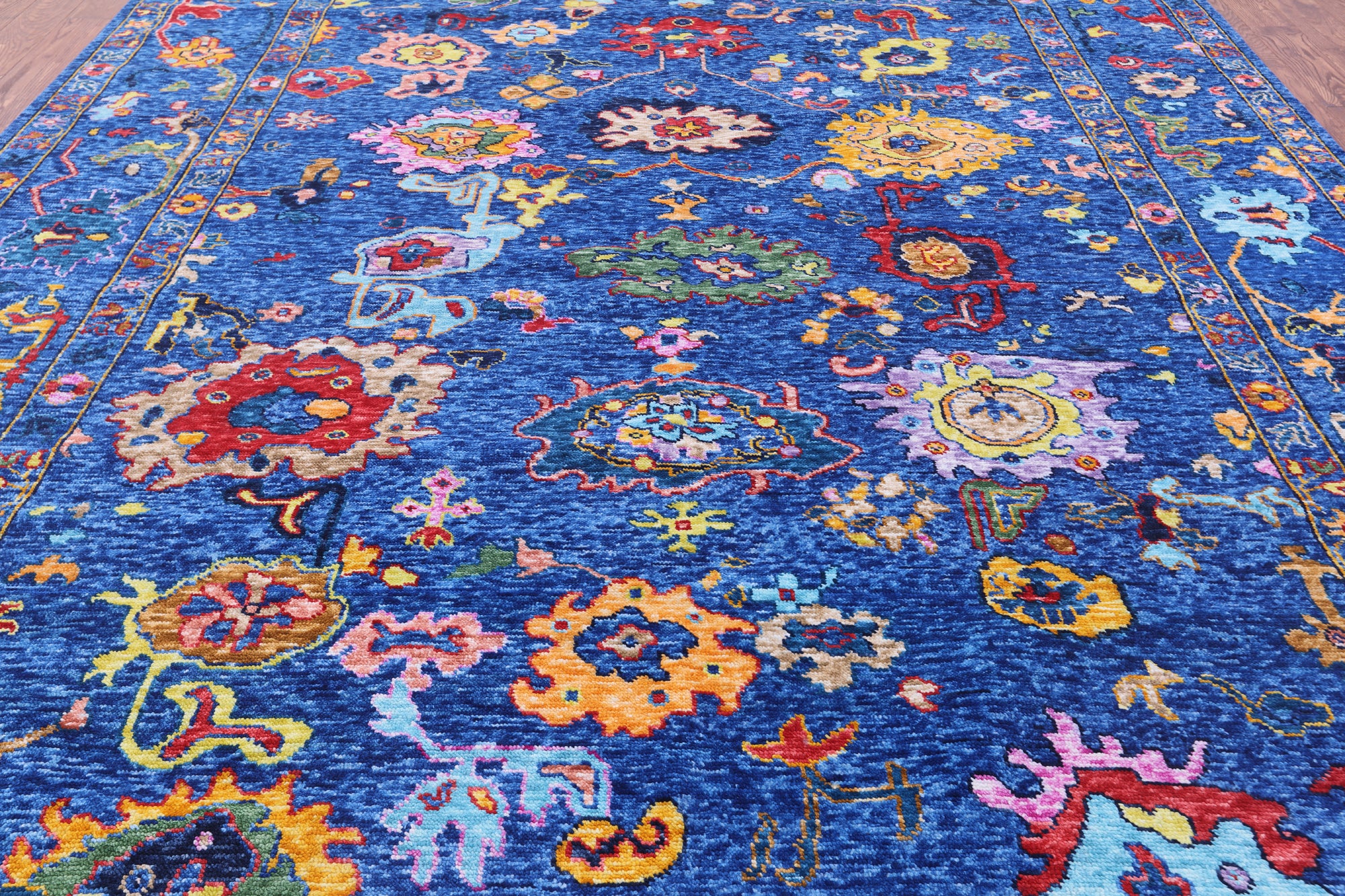 Blue Turkish Oushak Hand Knotted Wool Rug - 10' 4" X 14' 0" - Golden Nile