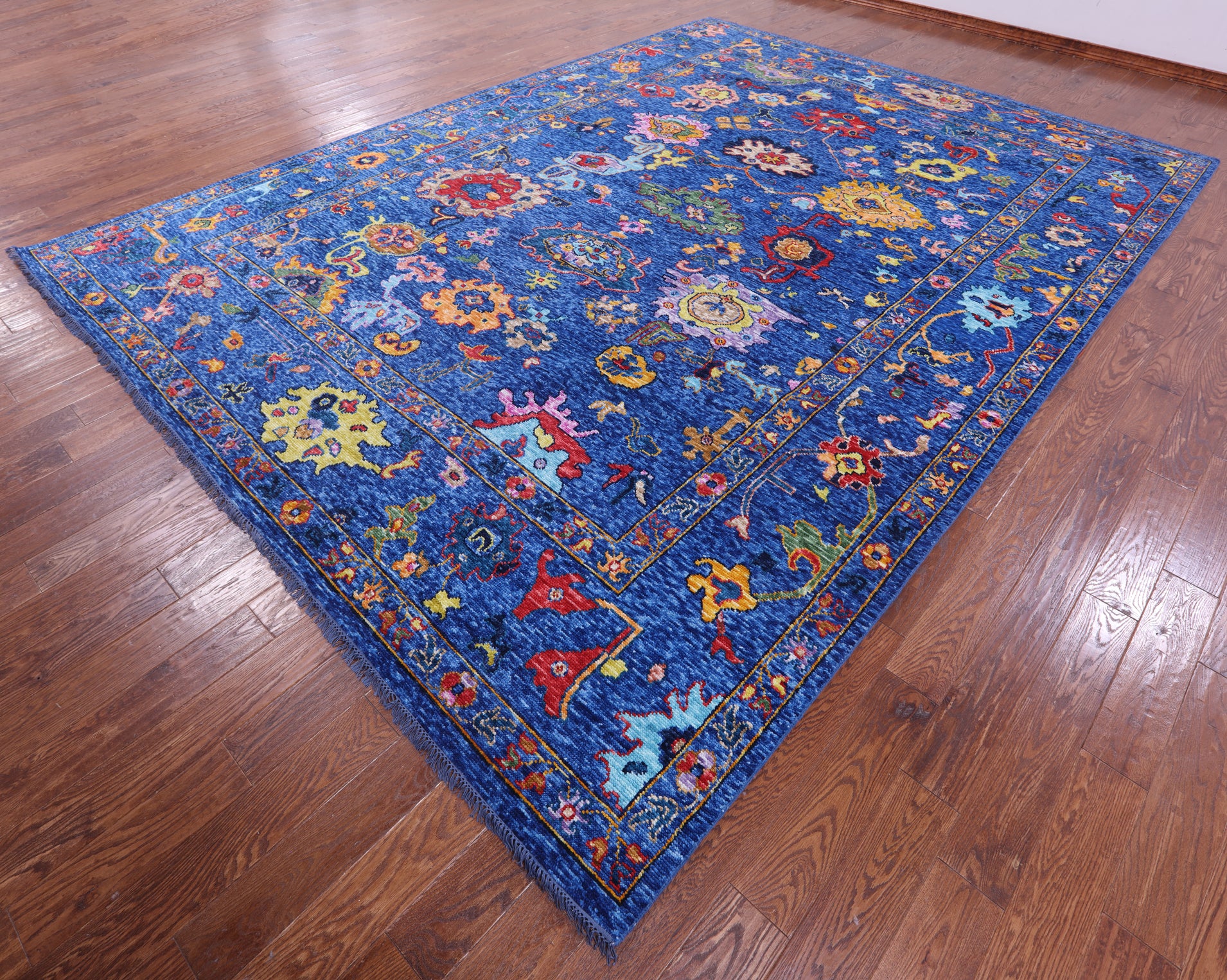Blue Turkish Oushak Hand Knotted Wool Rug - 10' 4" X 14' 0" - Golden Nile