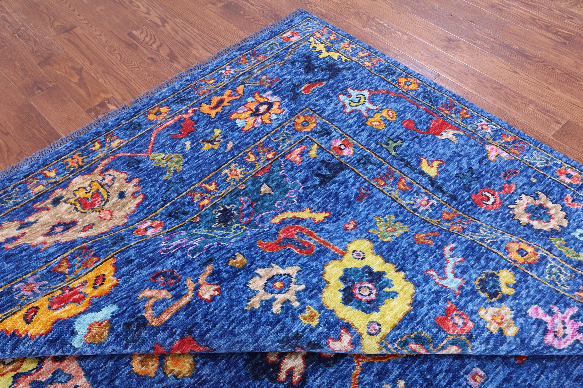 Blue Turkish Oushak Hand Knotted Wool Rug - 10' 4" X 14' 0" - Golden Nile