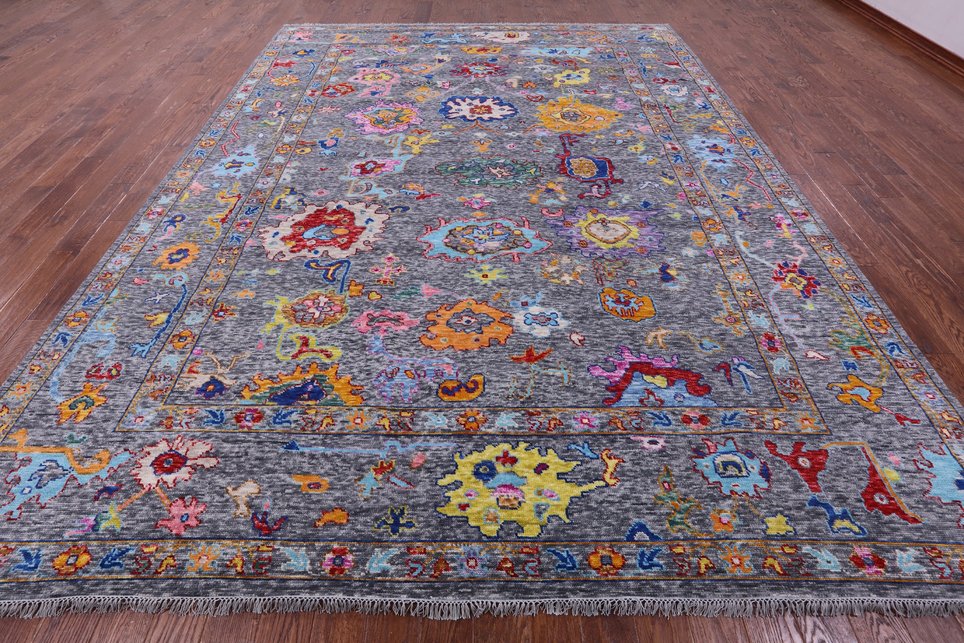 Grey Turkish Oushak Hand Knotted Wool Rug - 10' 2" X 13' 6" - Golden Nile