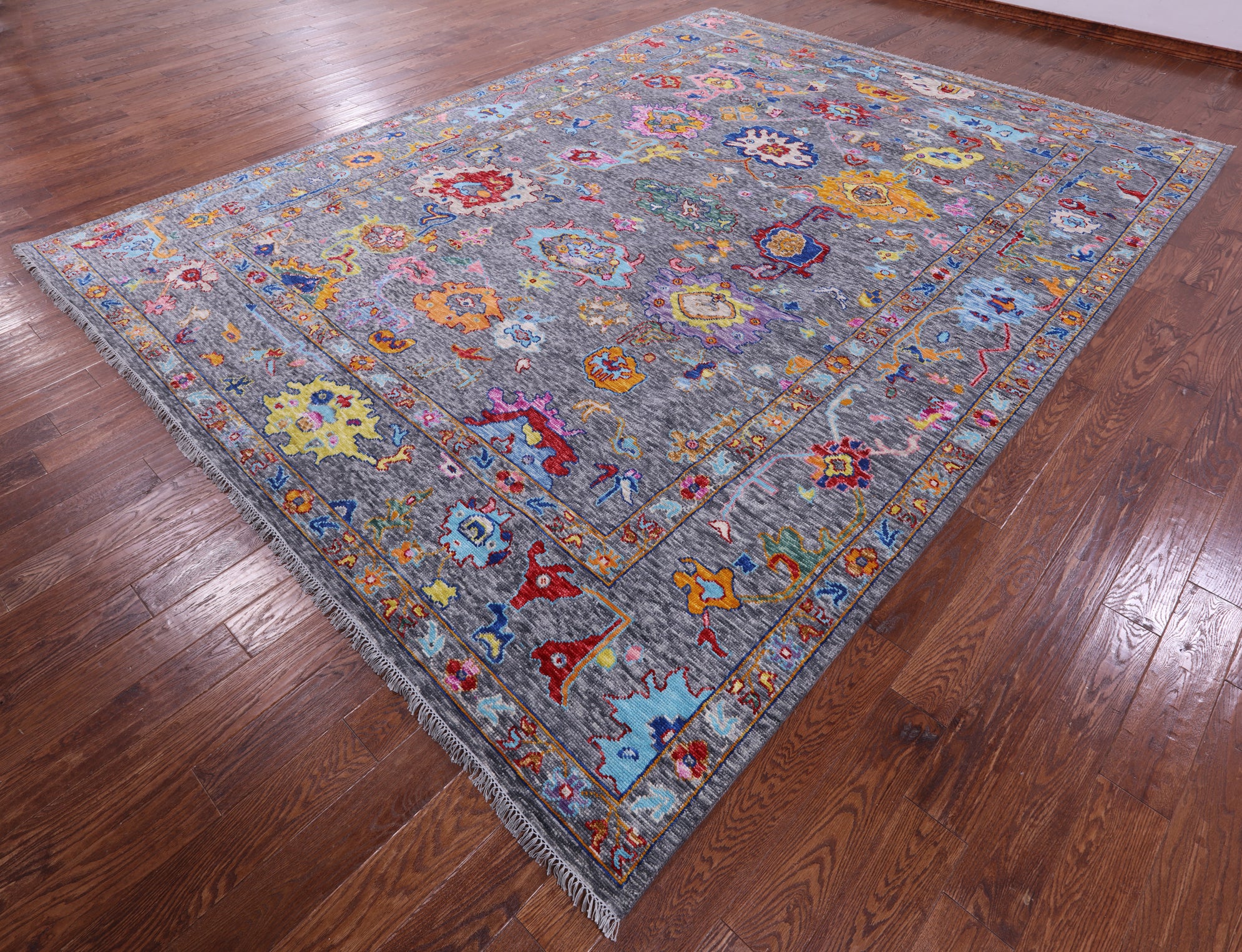 Grey Turkish Oushak Hand Knotted Wool Rug - 10' 2" X 13' 6" - Golden Nile