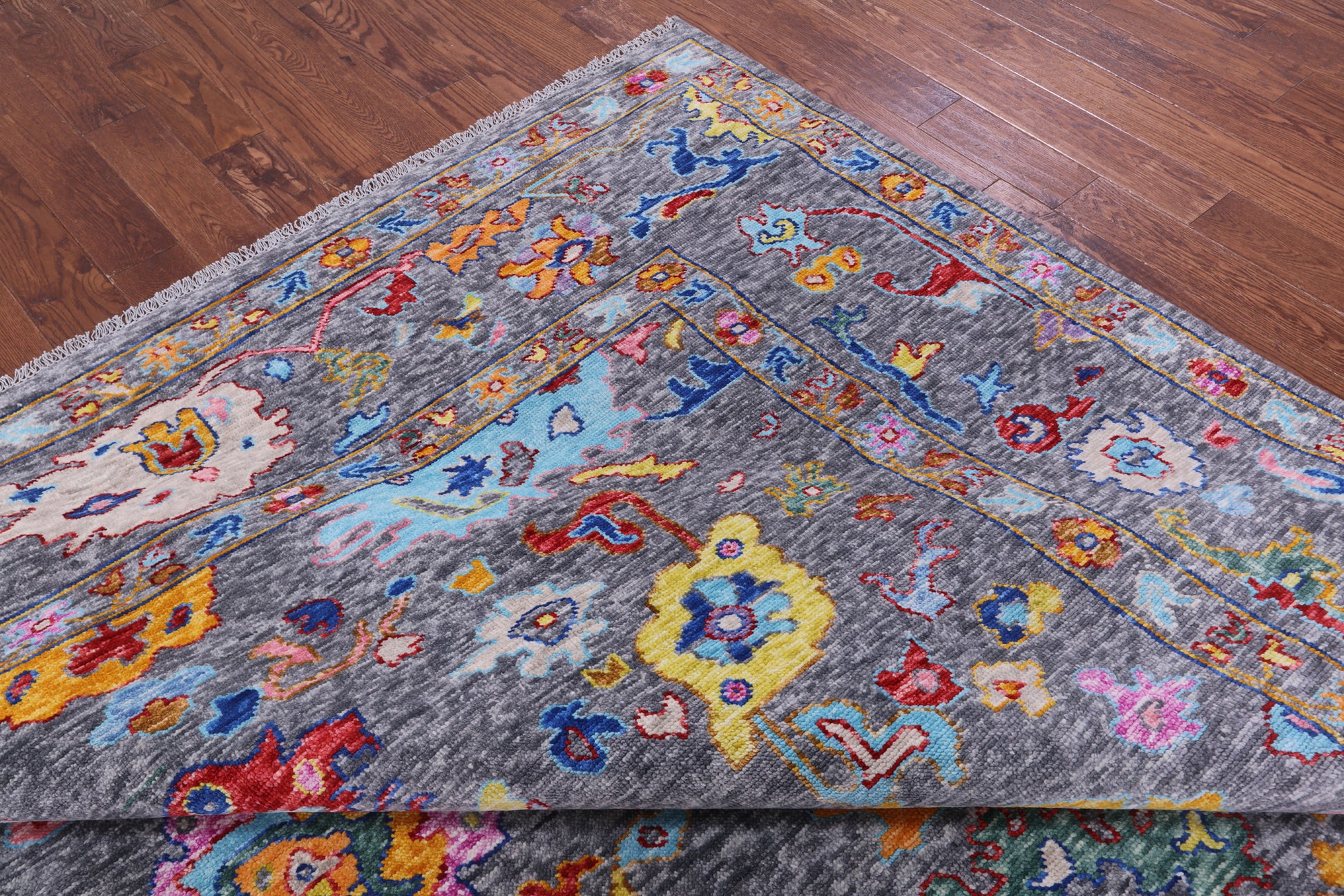 Grey Turkish Oushak Hand Knotted Wool Rug - 10' 2" X 13' 6" - Golden Nile