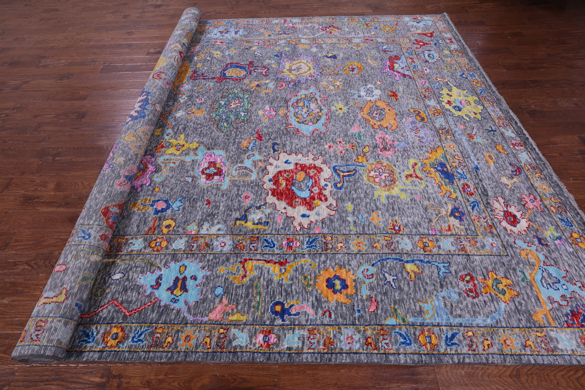 Grey Turkish Oushak Hand Knotted Wool Rug - 10' 2" X 13' 6" - Golden Nile