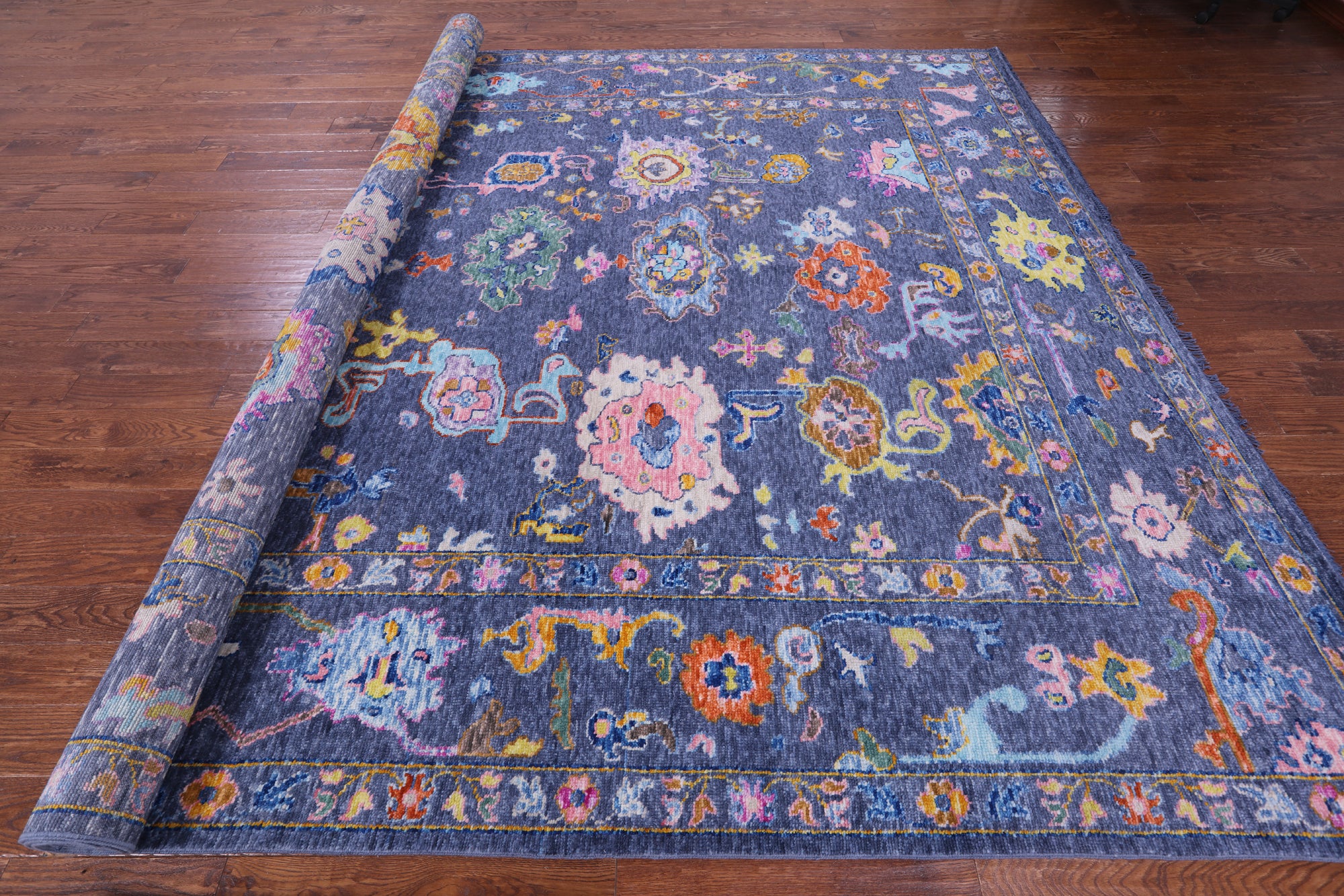 Grey Turkish Oushak Hand Knotted Wool Rug - 10' 3" X 13' 11" - Golden Nile