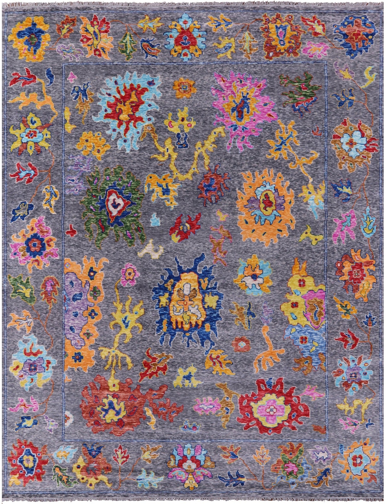 Grey Turkish Oushak Hand Knotted Wool Rug - 10' 3" X 13' 9" - Golden Nile