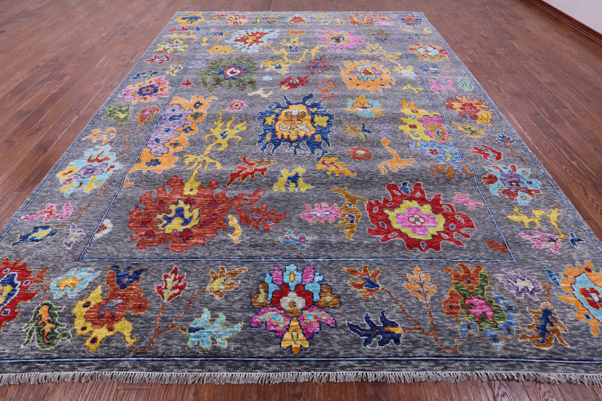 Grey Turkish Oushak Hand Knotted Wool Rug - 10' 3" X 13' 9" - Golden Nile